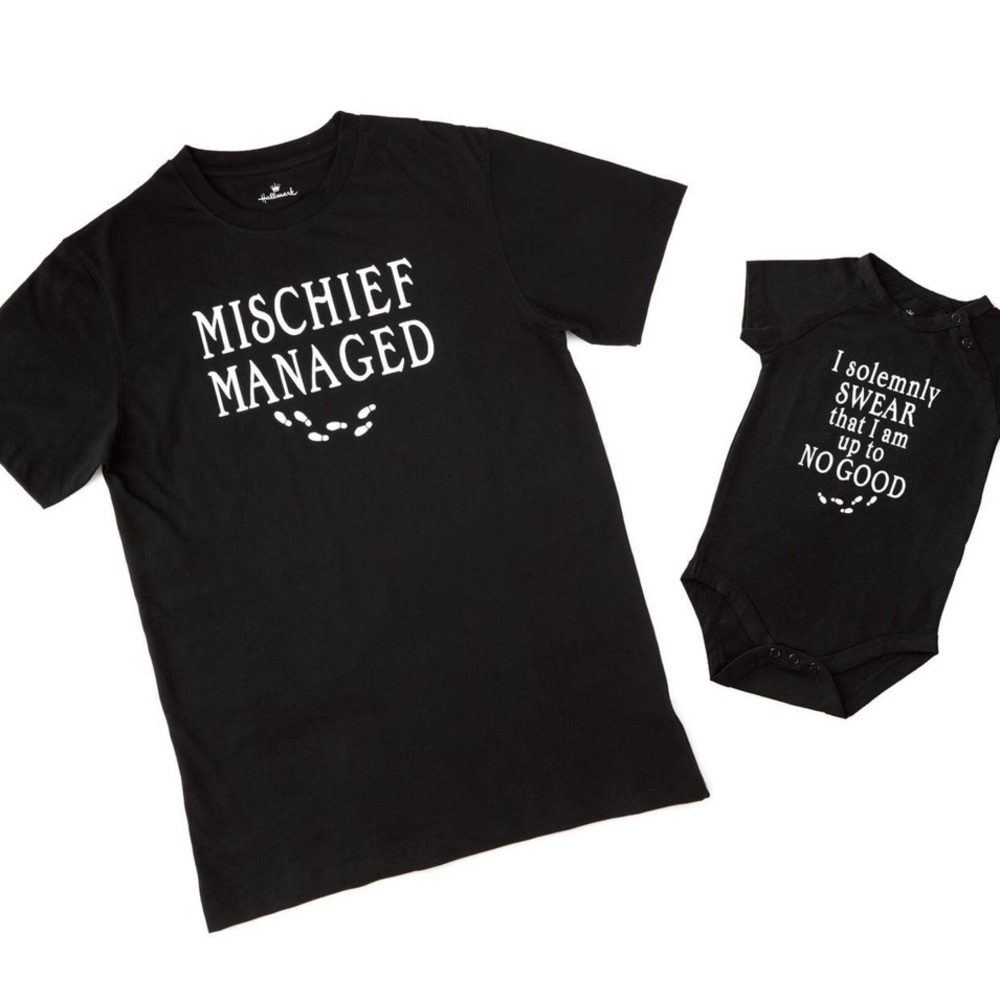 HALLMARK HARRY POTTER ADULT TEE & BABY ONESIE SET NEW